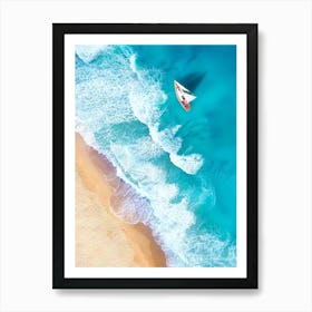 Aerial View Of A Sailboat On The Beach Art Print