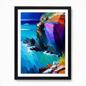 Coastal Cliffs And Rocky Shores Waterscape Bright Abstract 3 Art Print