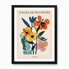 Spring Floral French Poster  Orchid 3 Art Print