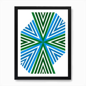 Abstract Geometric Pattern Green and Blue Art Print