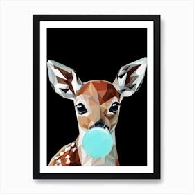 Deer chewing bubble gum Art Print