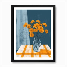 Marigold Flowers On A Table   Contemporary Illustration 4 Art Print