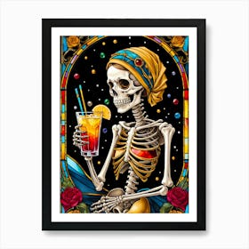 Skeleton Cocktail Art Print