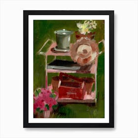 Pink Potting Bench Art Print