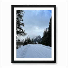 Snowy Road In The Mountains Art Print