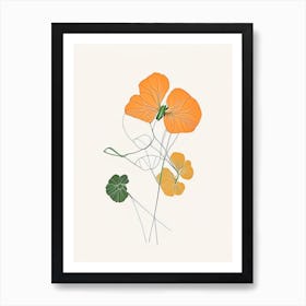 Nasturtium Floral Minimal Line Drawing 2 Flower Art Print