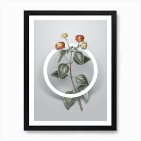 Vintage Tickberry Minimalist Floral Geometric Circle on Soft Gray n.0193 Art Print