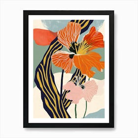 Colourful Flower Illustration Nasturtium 1 Art Print