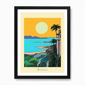 Poster Of Minimal Design Style Of Honolulu Hawaii, Usa 3 Art Print