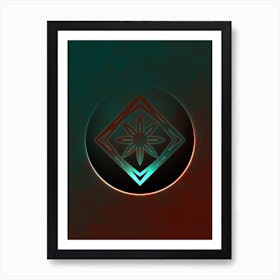 Geometric Neon Glyph on Jewel Tone Triangle Pattern 146 Art Print