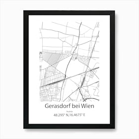 Gerasdorf Bei Wien,Austria Minimalist Map Art Print