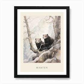 Winter Watercolour Marten 1 Poster Art Print