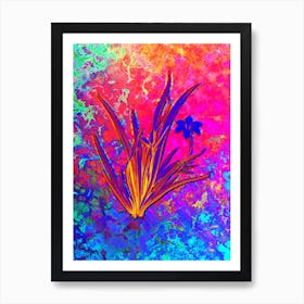 Fortnight Lily Botanical in Acid Neon Pink Green and Blue n.0293 Art Print