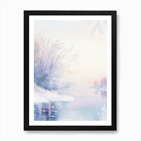 Frozen Lake Waterscape Gouache 3 Art Print