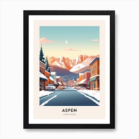 Vintage Winter Travel Poster Aspen Colorado 1 Art Print