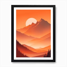 Misty Mountains Vertical Composition In Orange Tone 360 Art Print