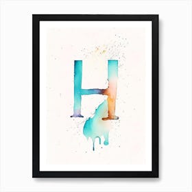 H, Letter, Alphabet Minimalist Watercolour 2 Art Print