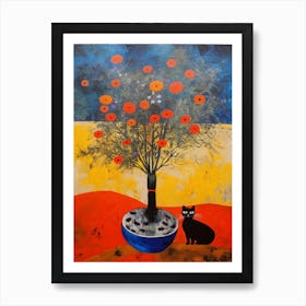Statice With A Cat 2 Surreal Joan Miro Style  Art Print