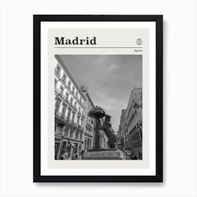 Madrid Spain Black And White Art Print