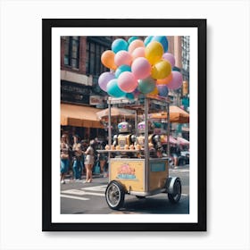 Retro Robot Balloon Cart In New York City Art Print