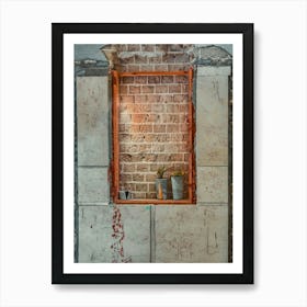 Window Sealed With Red Bricks In An Abandoned Building 5 Art Print