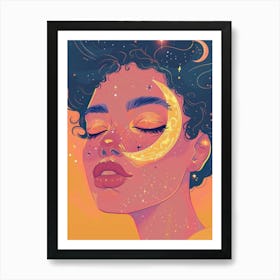 black women and moon Art Print