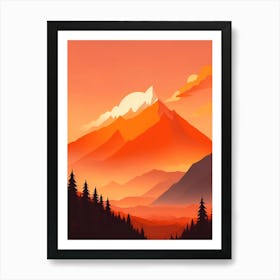 Misty Mountains Vertical Composition In Orange Tone 168 Art Print