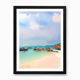 Gili Trawangan Beach, Indonesia Watercolour Art Print