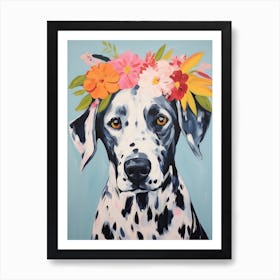 Dalmatian Portrait With A Flower Crown, Matisse Painting Style 2 Art Print