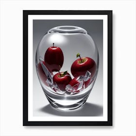 Red Apple In White Crystal 2 Art Print