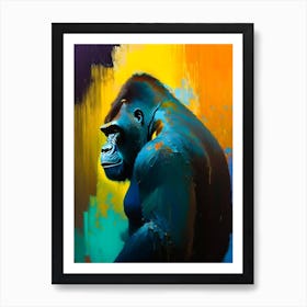 Gorilla Walking Gorillas Bright Neon 1 Art Print