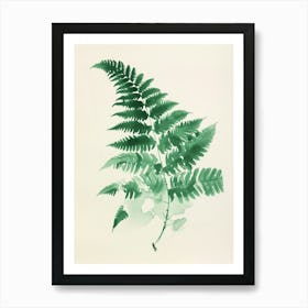 Green Ink Painting Of A Lady Fern 1 Art Print