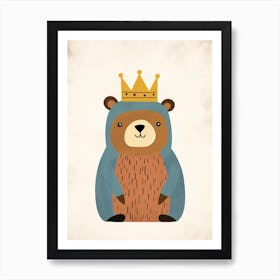 Little Grizzly Bear 3 Wearing A Crown Art Print