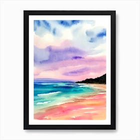 Byron Bay, Australia Pink Watercolour Art Print