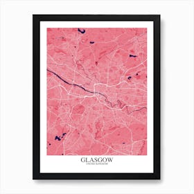 Glasgow Pink Purple Map Art Print