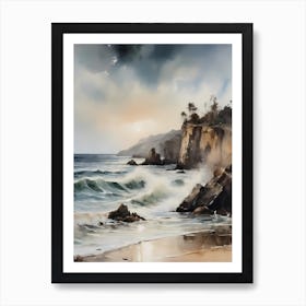 Vintage Coastal Seaside Painting (31) 1 Art Print