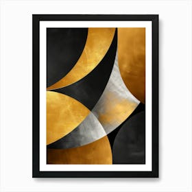 Abstract Gold And Black Circles Art Print