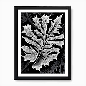 Oak Leaf Linocut 1 Art Print