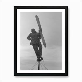 Untitled Photo, Possibly Related To Shrimp Fisherman, Squatter On Nueces Bay, Erecting Wind Charger For Running 1 Art Print