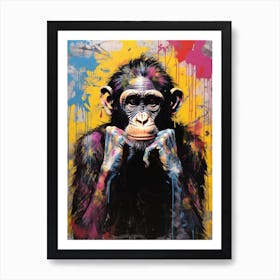 Colourful Thinker Monkey Graffii Style 4 Art Print