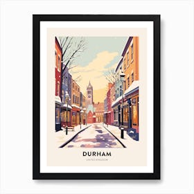Vintage Winter Travel Poster Durham United Kingdom 2 Art Print
