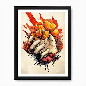 Hand Holding Flower Art Print