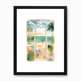 Window Beach Watercolour Painting Art Print