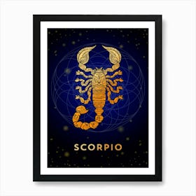 Scorpio — Zodiac golden sign Art Print