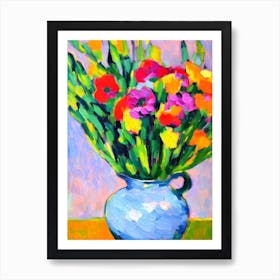 Flax Floral Abstract Block Colour 1 Flower Art Print