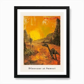 Dinosaur At Sunset Painting Poster Art Print