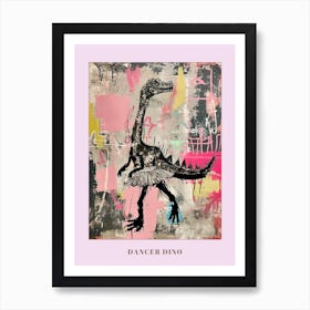 Dinosaur Dancing In A Tutu Pink Graffiti Brushstroke 1 Poster Art Print