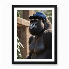 Gorilla In A Hat Art Print