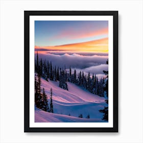 Coronet Peak, New Zealand Sunrise Skiing Poster Art Print