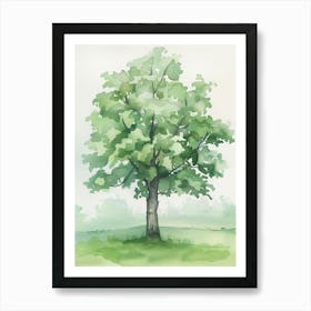Linden Tree Atmospheric Watercolour Painting 8 Art Print
